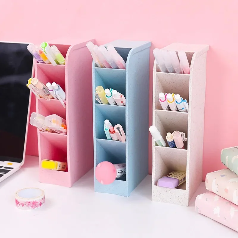 Ins Korea Desktop Pens Brush Organizer Stationery Holder Divider Organizer School Supplies pen holder,stationery organizer,stationery storage box,pen pencil case