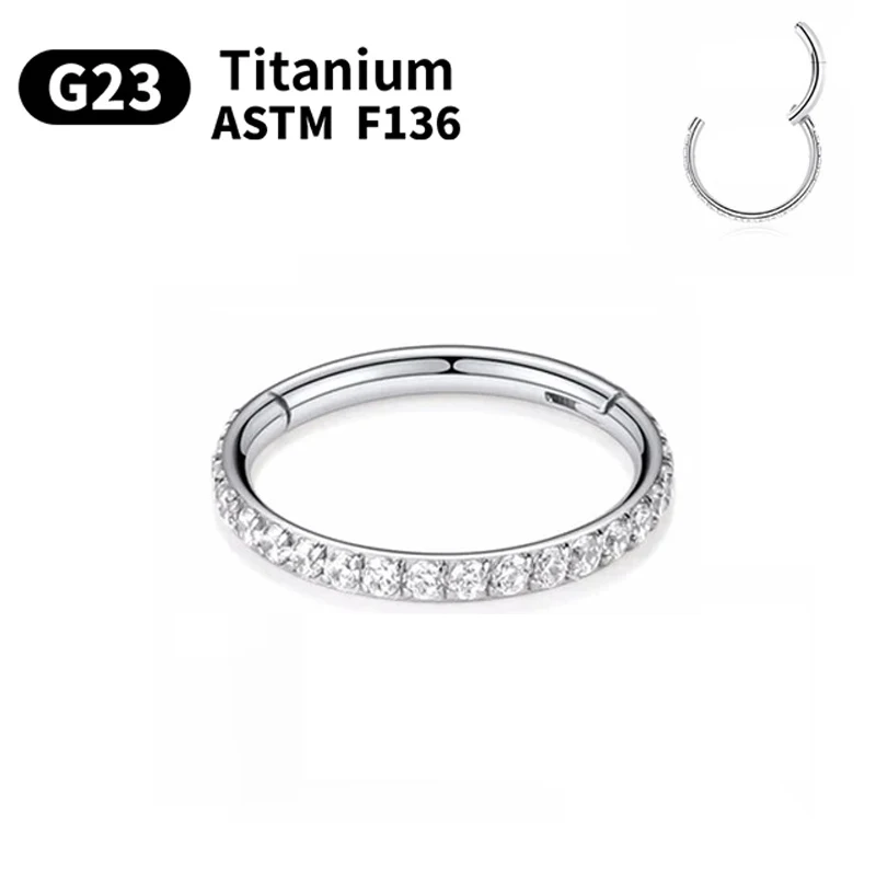 1/10pcs G23 Titanium Nasal Ring For Women Hoop Earring 16G/18G Piercing Jewelry Gift Lip Ring Hinge Clicker Open Diaphragm