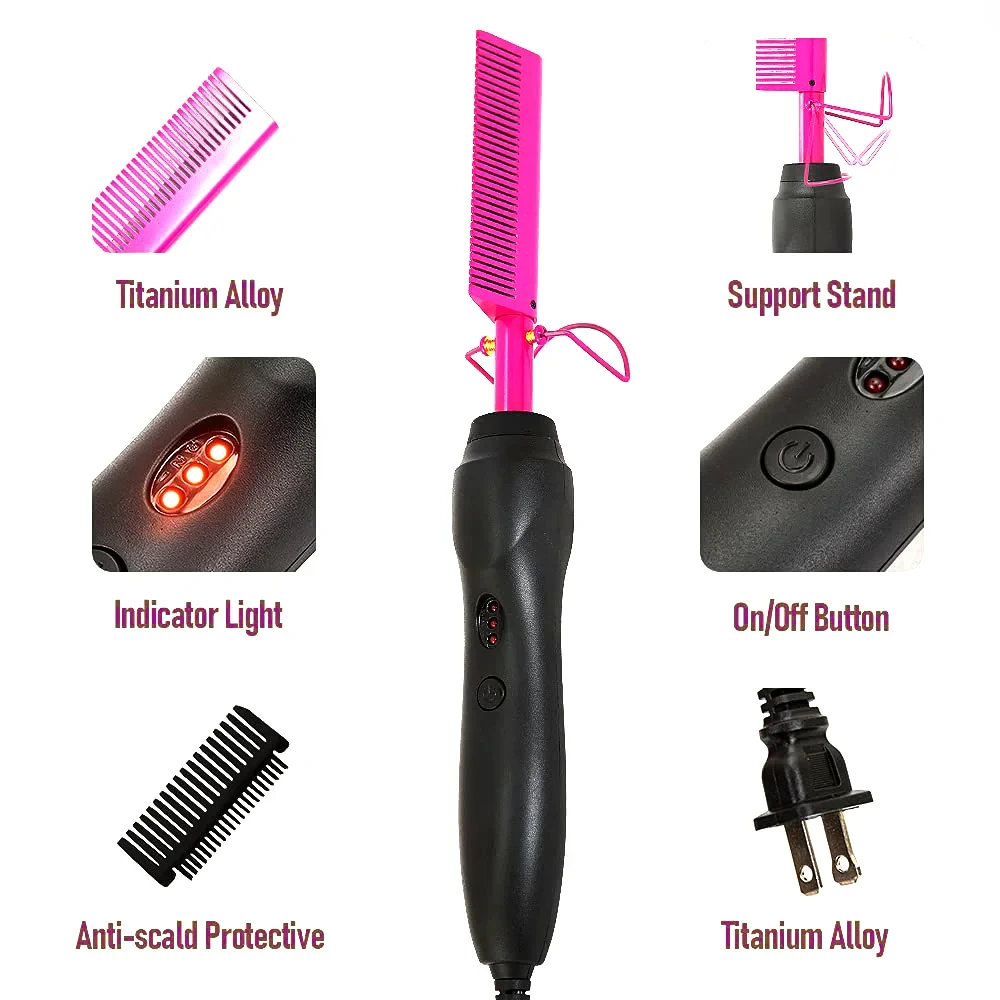 Hair Straightener Flat Irons Straightening Brush Hot Heating Comb Hair Straight Styler Corrugation Curling Iron Hair Curler Comb 3