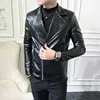 New Crocodile Patterns Leather Jacket men's solid lapel Slim Fit PU Coats Casual Blazer Leather Jacket Motorcycle  Outwear 2