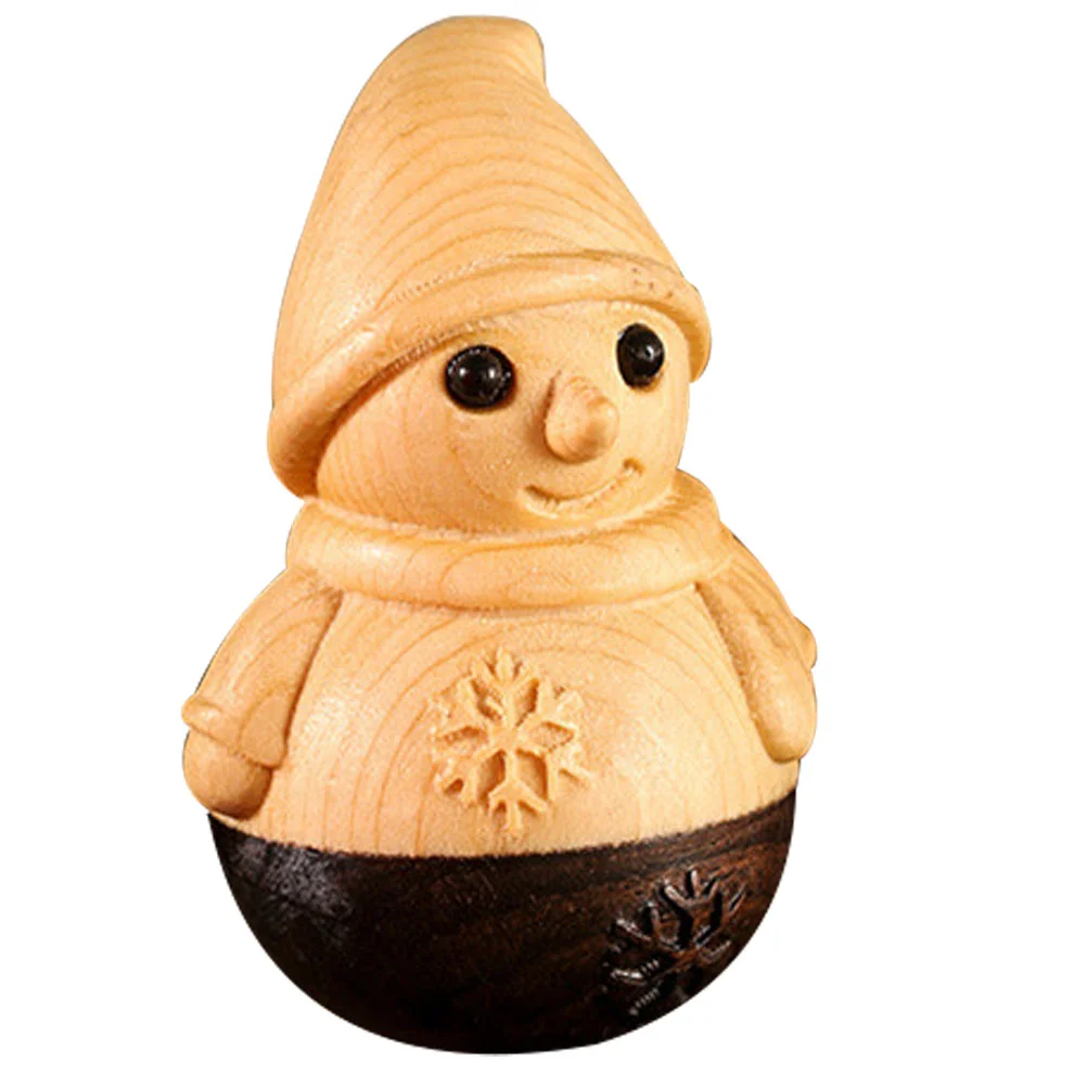 

Christmas Snowman Wooden Tumbler Model Toy Funny Desktop Ornament Stress Relief Children Collection Birthday Gift