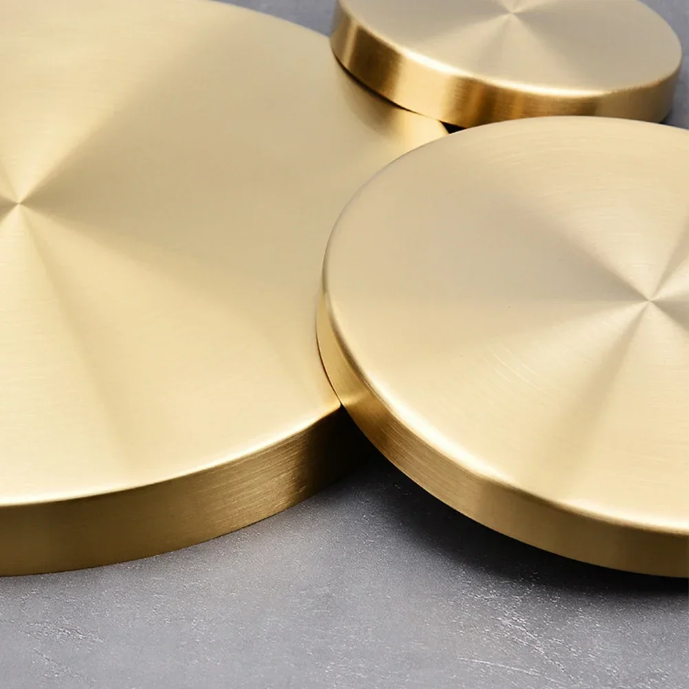 304 Stainless Steel Storage Tray Desktop Cosmetic Jewelry Storage Tray Golden Round Snack Plate Small Items Organizer Home Decor