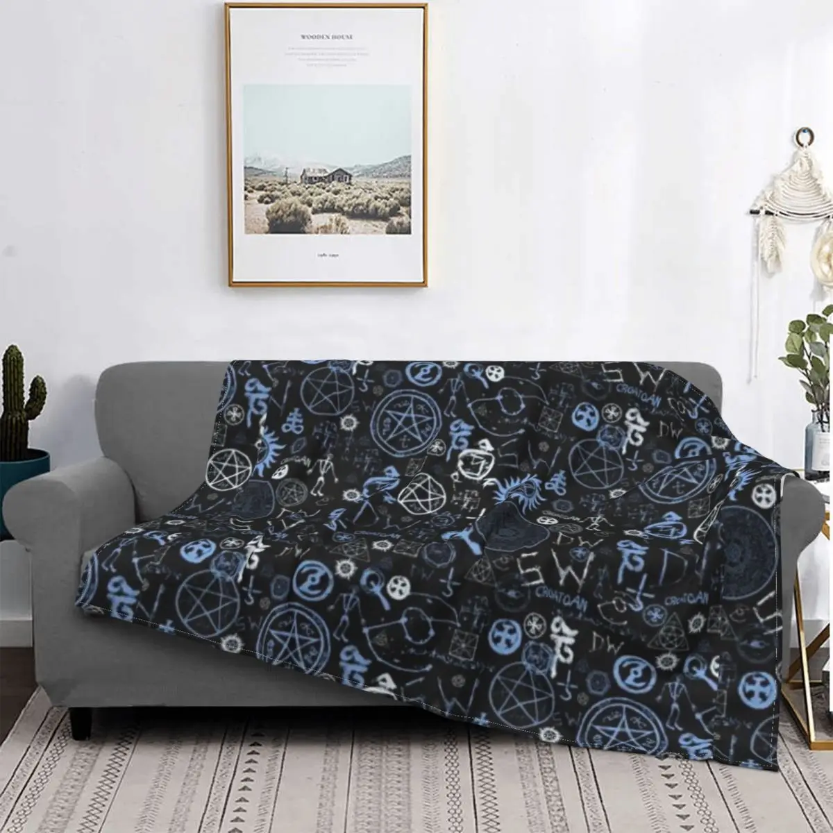 

Supernatural Symbols Pattern Blankets Flannel Lightweight Thin Throw Blanket for Bedroom Sofa Bed Rug