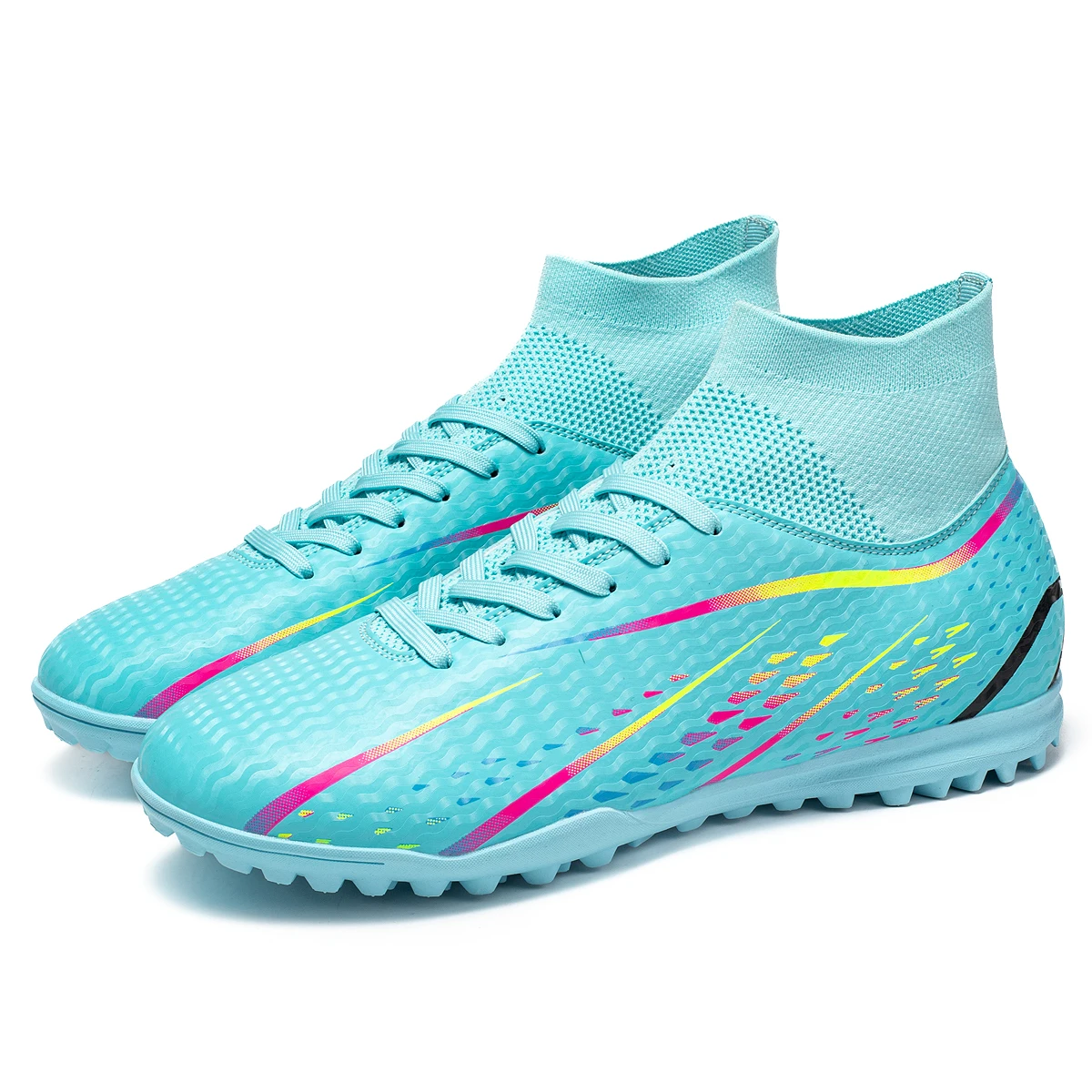New Professional Football Shoes TF Broken Nail Teenagers High-Tops Wear Resisting Training Shoes Adult Non Slip Soccer