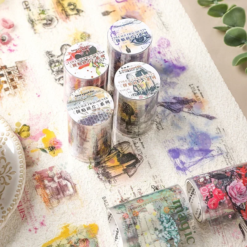 1Roll 2M handbook diy material PET Tape Roll Adhesive collage paper decoration stickers paper Diary Scrapbook cut 60mm*2m 2