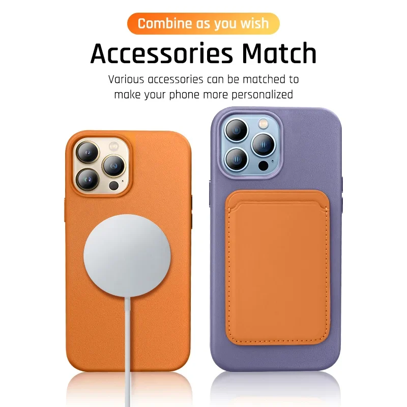 Premium Magnetic Leather Case with Wireless Charging Support