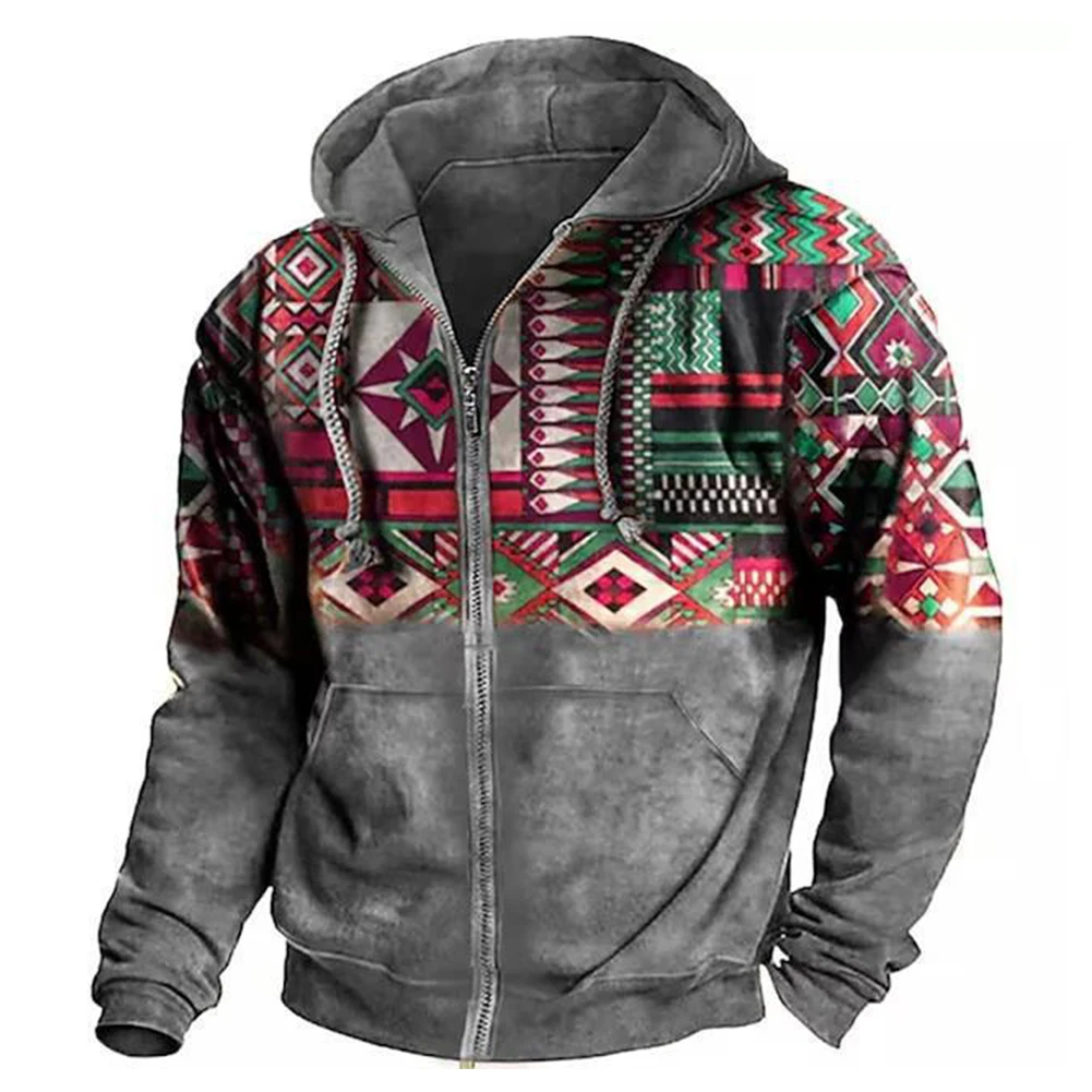 

Men Long Sleeve Hooded Sweatshirt Zip Up Athletic Hoodies Jacket Outwear Coat New 3D Printed Pullover Oversized Hooded Tops