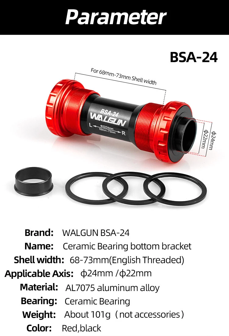 Description Picture 3 of itemBSA Threaded Bike Bottom Bracket Ceramic BSA24 BSA30 BSA29 MTB Road Bikes 24mm 30mm 29mm Bicycle Axle Road Bike Brackets Parts