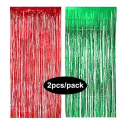 Glamorous Multi-Color Foil Fringe Curtain Set for Party Backdrop Decorations (Christmas)