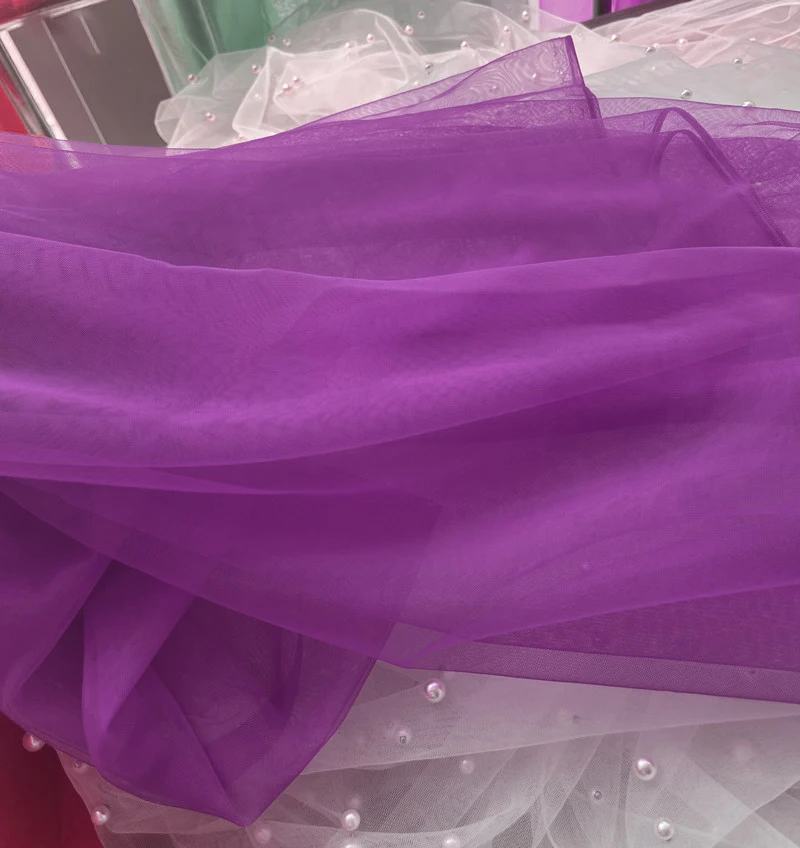 Lilac and Yellow Soft Tulle Fabric for Creative DIY Projects and Elegant Decor