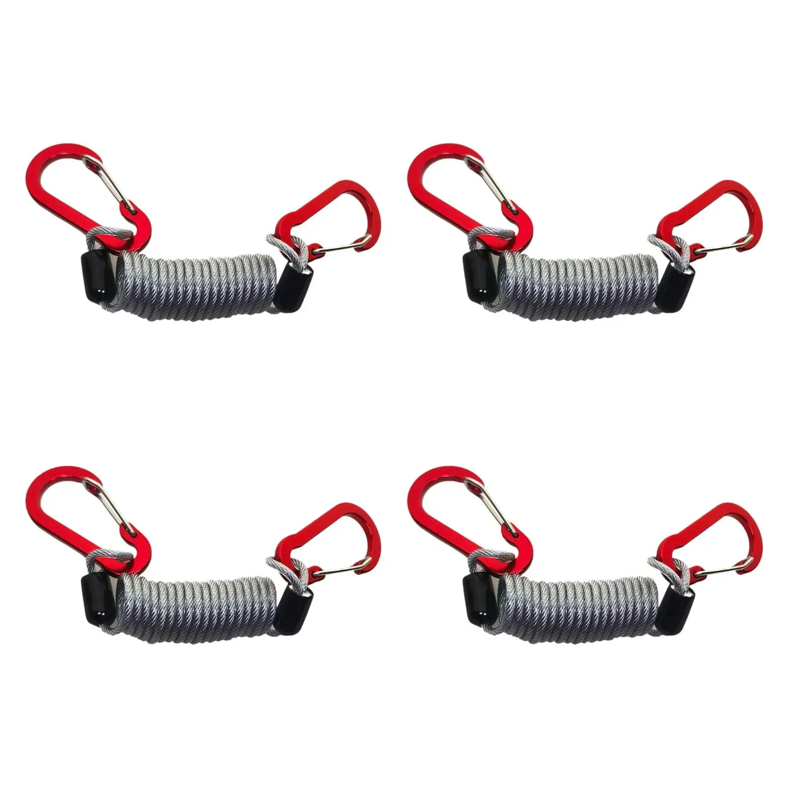 4Pcs Fishing Lanyards with Carabiners Transport Coil Lanyard Portable Fishing Tackle Boxes Tool Accessories Fishing Pole Tether
