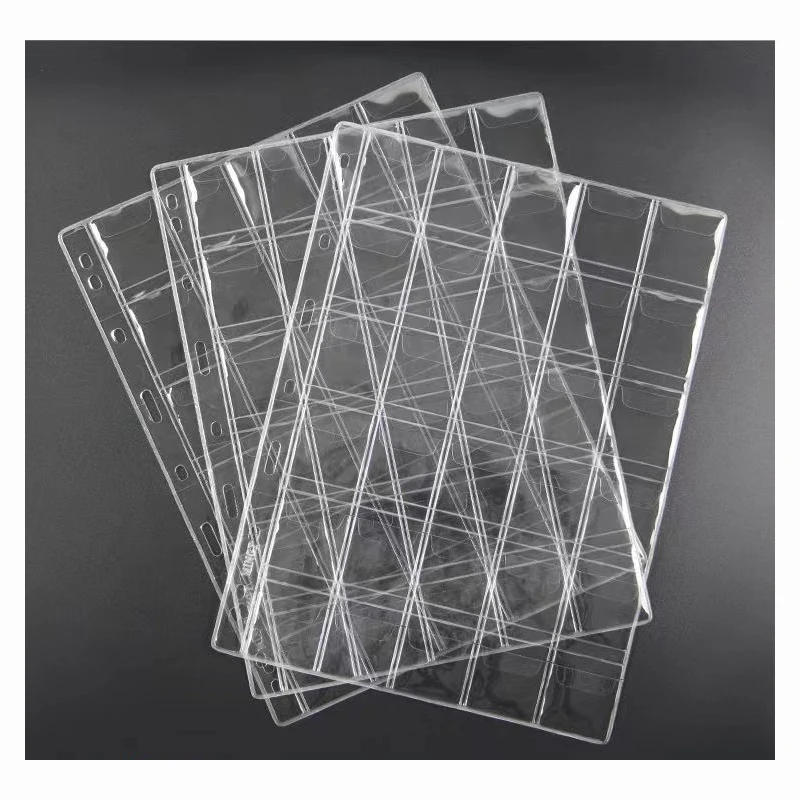 PVC 포켓 무산성 동전 홀더, 투명 동전 앨범 페이지, 12, 20, 30, 42 그리드, 스탬프 수집 정리 시트, 느슨한 잎