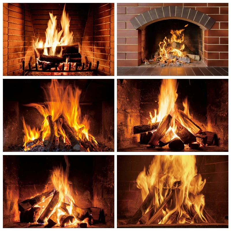 

Winter Fire Backdrops For Fireplace Photography Christmas Party Decor Baby Photo Backgrounds Party Decor Photocall Photo Studio