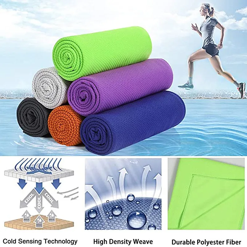 80*30cm Super Absorbent Cooling Towel Fast Drying Soft Breathable Chilly Gym Yoga Towel for Pilates Golf Camping Running Workout