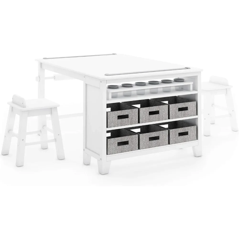 Kids' Art Table and Chair Set - Creamy White: Wooden Kids Play Table for Arts and Crafts| Coloring Desk ,Kids Activity Table 6
