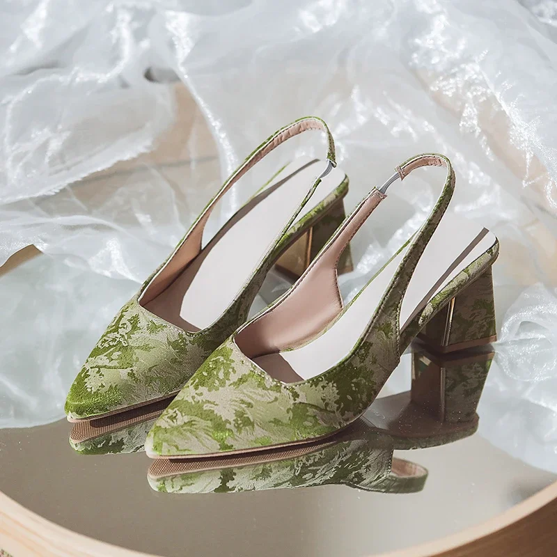 2025 Brand Women Shoes Spring New Quality Women's Pumps Fashion Pointed Shallow Pumps Office Lady Shoes Trend Mid-heel Sandals 5