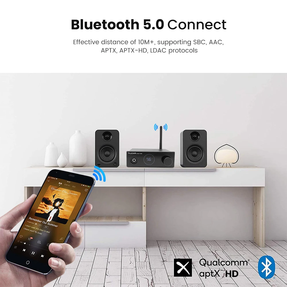 AIYIMA Audio DAC-D5 CSR8675 Bluetooth Receiver Decoder ES9038 DAC APTX-HD DAC Decoder Headphone Amp Support USB Optical Coaxial