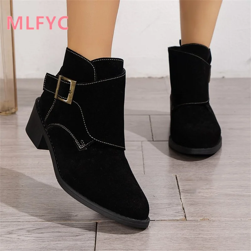 Thick Heel Fashion Short Boots European and American Autumn and Winter New Boots Fashion Boots Mujer