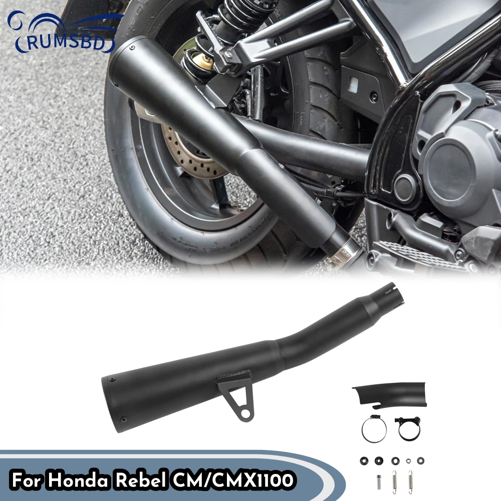Motorcycle Exhaust Muffler Pipe Black Stainless Steel Long Type For