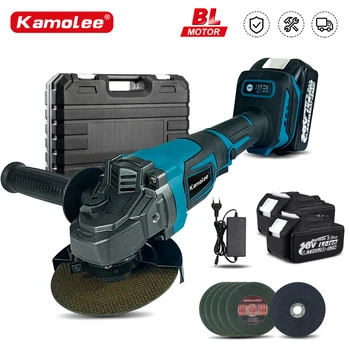 Kamolee 브러시리스 무선 앵글 연마기, 절단 전동 공구, Makita 18V 배터리와 호환 가능, 3 속도, 18500RPM, 100mm, 125mm