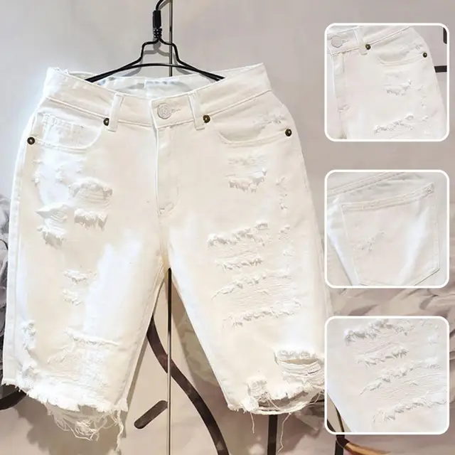 New White Jeans Men All-match Fashion Ripped Hole Slim Stretch Harem Pants Comfortable Male Streetwear Denim Trousers 1