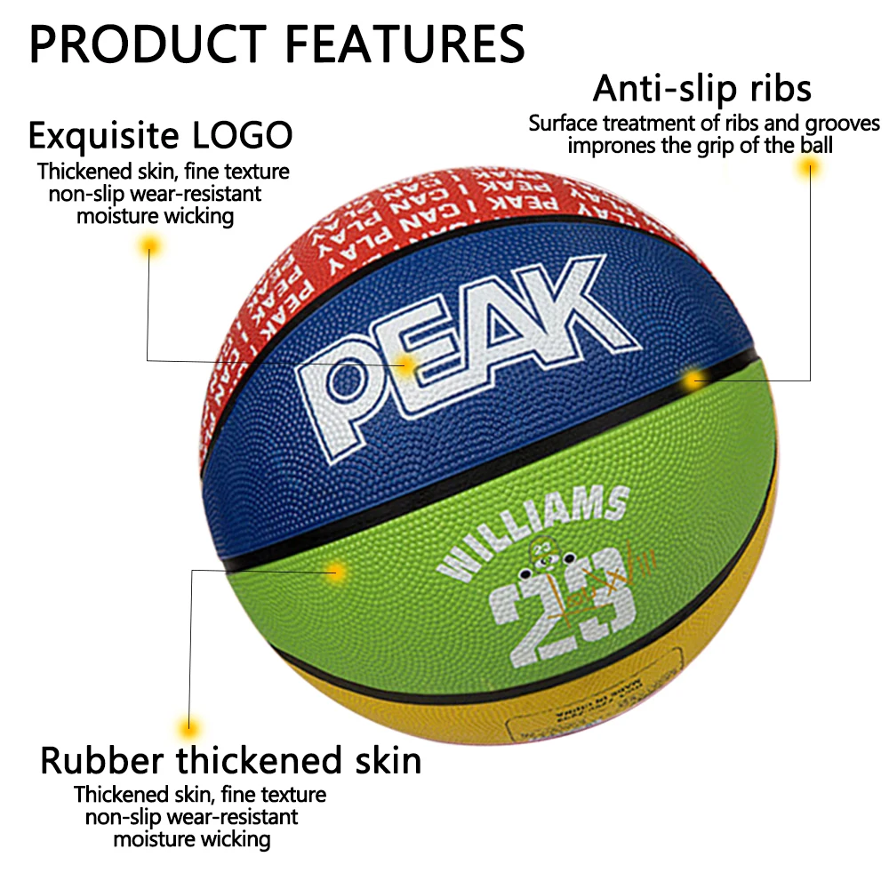 PEAK Rubber Basketball Official Regulation Size 7 Training Basketball for Men and Women Indoor Outdoor Games basketball balls