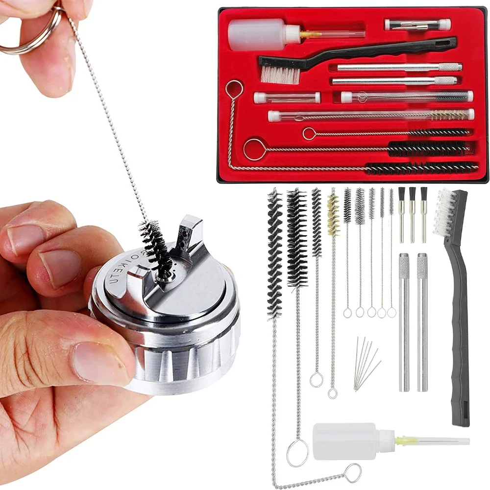 22Pcs Air Brush Spray Gun Cleaning Kit Car Paint Sprayer Cleaning Brush HVLP Pneumatic Paint Sprayer Detail Cleaning Repair Tool 5