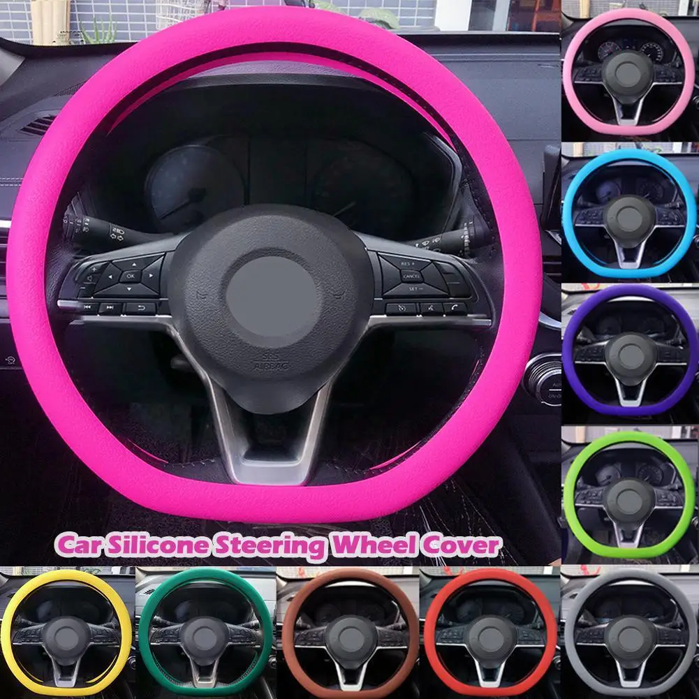 Universal Auto Lenkrad abdeckung Silikon Handschuh abdeckung Textur weiche mehrfarbige Auto Dekoration DIY Abdeckungen Zubehör – Detail 4