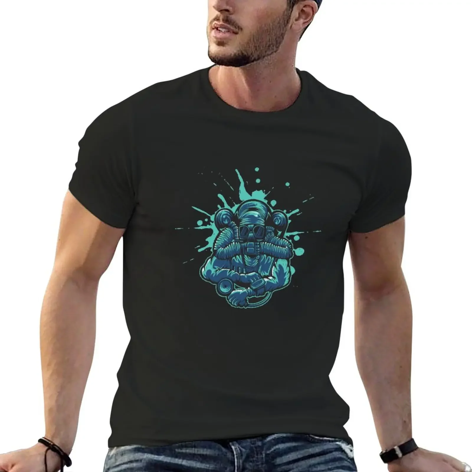 T-Shirt Rebreather Sublime Abbigliamento Estetico Plain Black T-Shirt Uomo