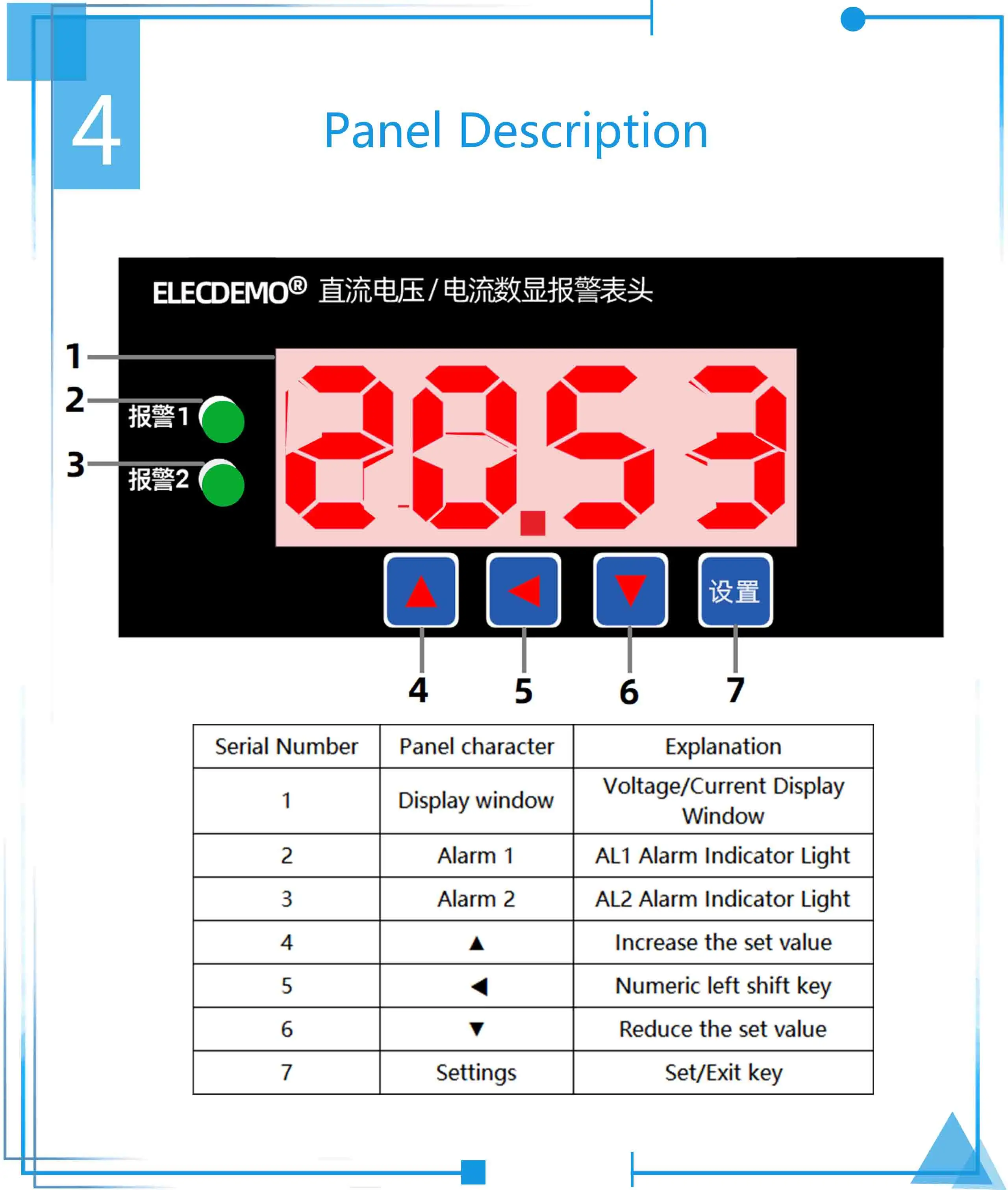 DC Upper and Lower Limit Alarm Digital Display Meter Head RS485 Online Readable