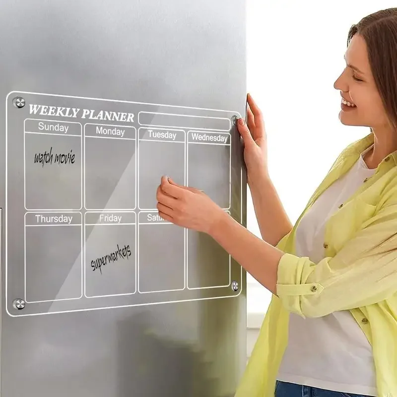 

Acrylic Calendar For Fridge Transparent Acrylic Magnetic Calendar Refrigerator Reusable Planner Magnetic Dry Erase Board