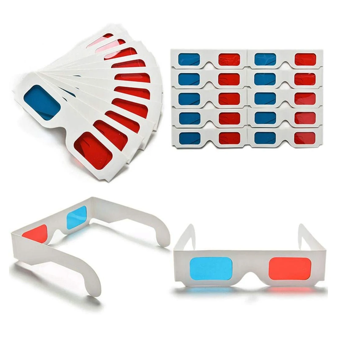 10 Pairs Paper 3D Glasses Red Blue Set