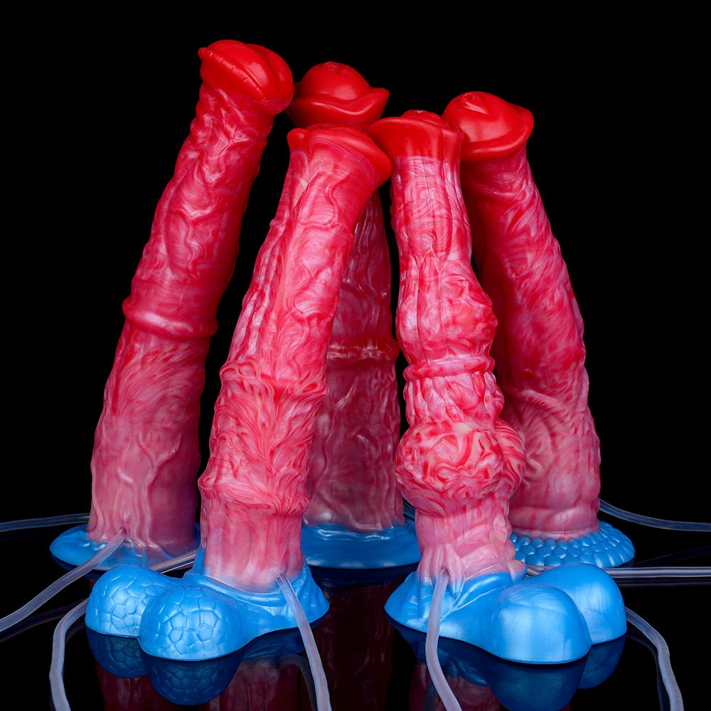 Sex Toys Silicone Inflatable Ejaculation Penis Suction Cup Fantasy Squirting Knot Dildo Anal Plug For Women Men
