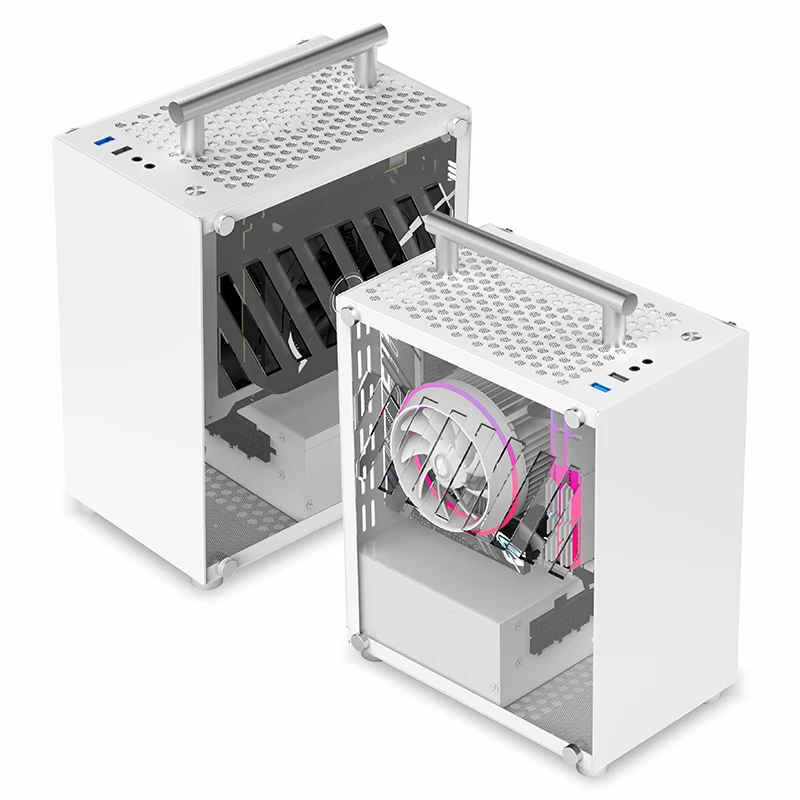 METALFISH T40 미니 ITX 케이스 7L 아크릴 또는 메쉬 측면 패널 및 휴대용 핸들 지원 SFX PSU/206mm GPU