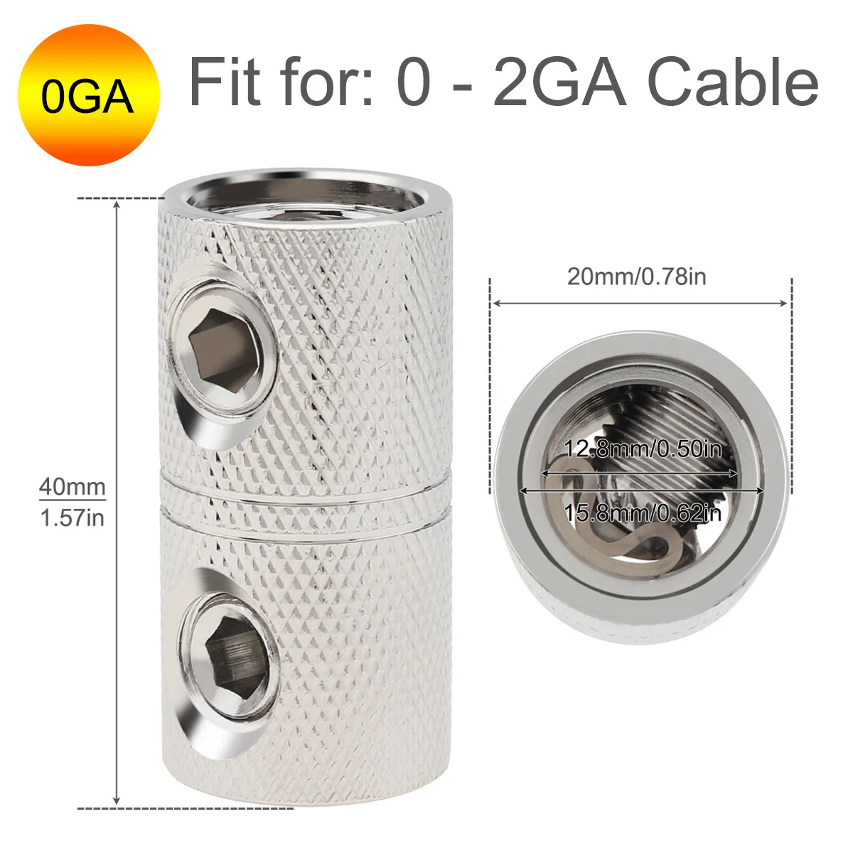 Car stereo automobile connector 1pcs 0/1 4 8 Gauge Wire Audio Car Brass Terminal Butt Connectors Car Stereo Power or Ground Wire Splice Coupler