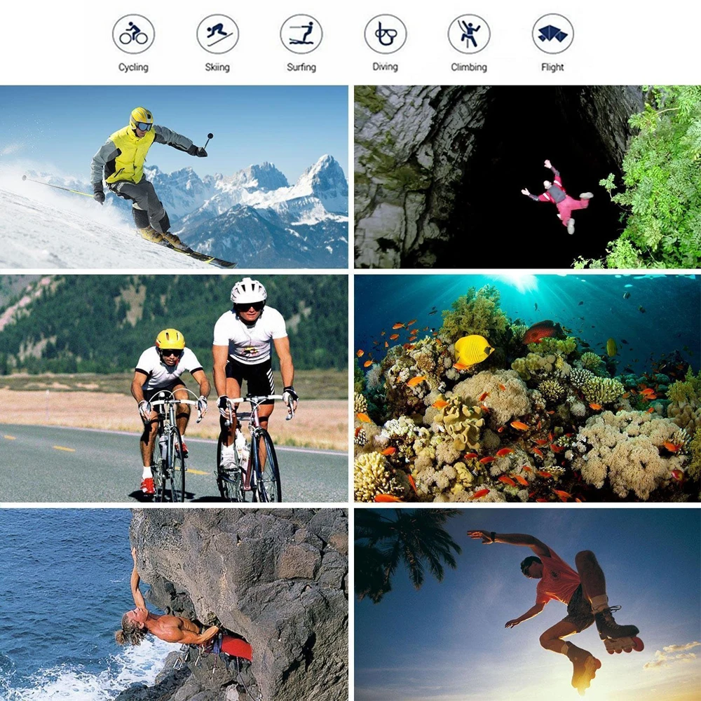 Underwater Waterproof Sports Camera Multifunctional Outdoor Riding Sports DV Skiing Diving Action Camera Video Camera For Helmet