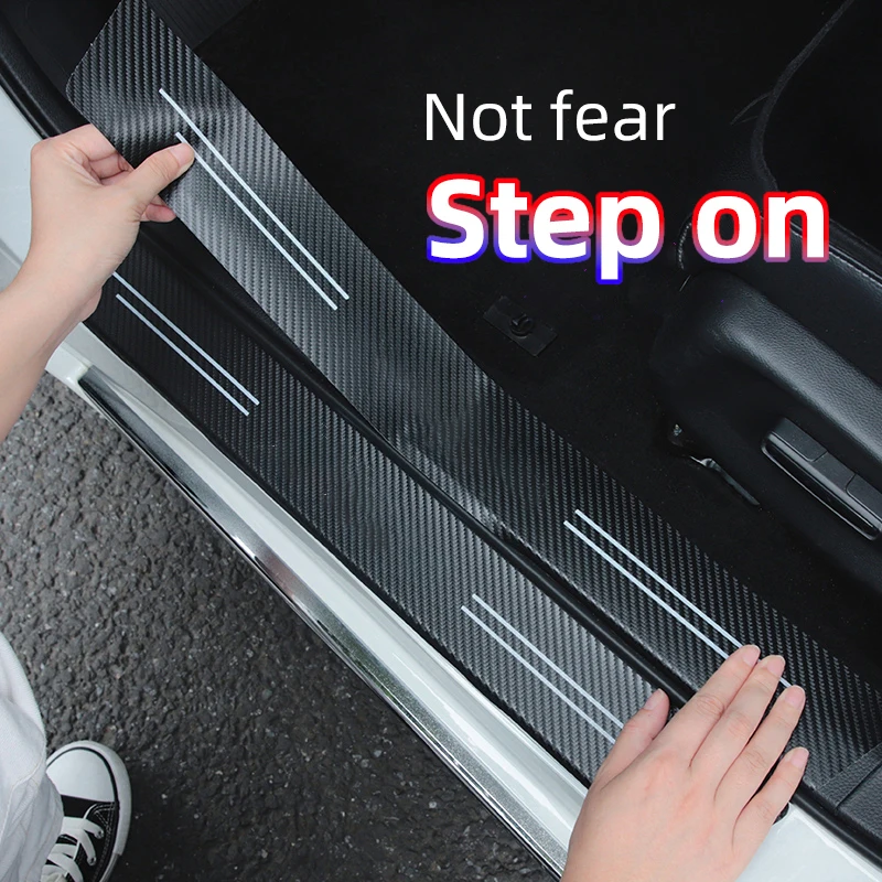 Car Door Threshold Scuff Plate 4/8Pcs Carbon Fiber Stylin Sill Protector Stickers For Ford Mondeo Auto Door Entry Pedal Guards car protection stickers
