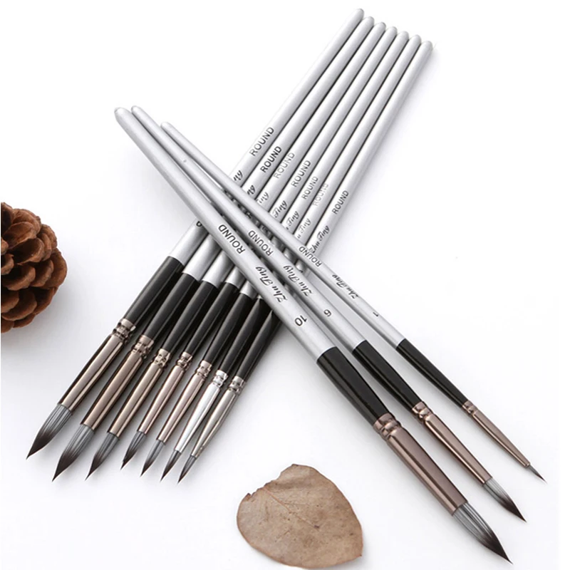 10 PCS/Set Nylon Hair Wooden Handle Brush Pen Professional Watercolor Oil Acrylic Painting Brush Set Art Paint Brushes Supplies