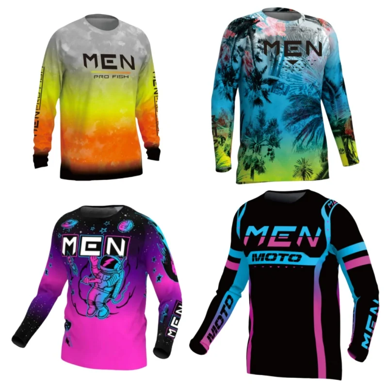 New Men's Summer Cycling Jersey Motorcycle Sports T-Shirt Fishing Clothing Men's Cycling Jersey Long Sleeve Sports T-Shirt