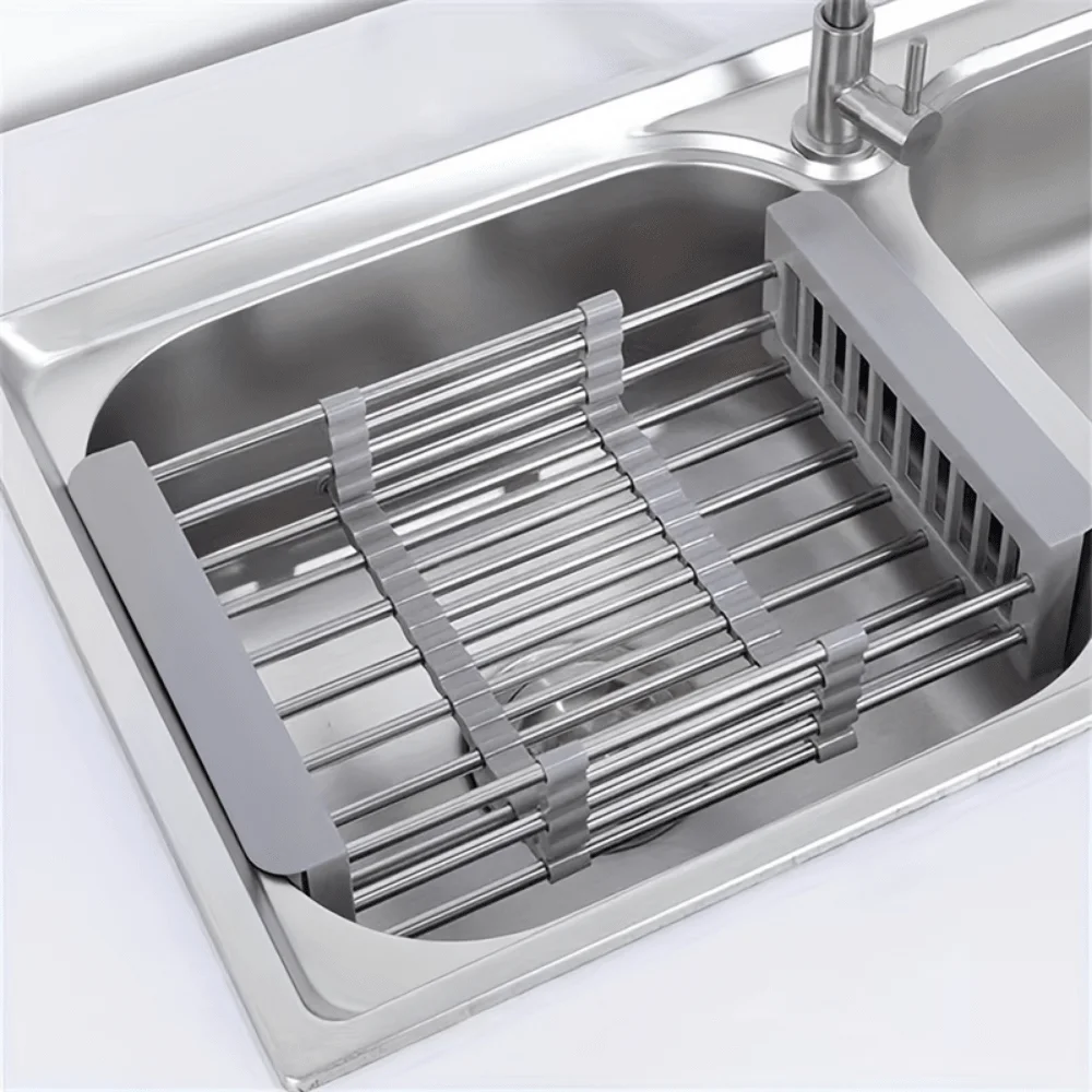 Kitchen Shelf Sink Retractable Draining Basket To Wash Fruits and Vegetables Draining Rack Drying Rack Adjustable Drainage Racks 5