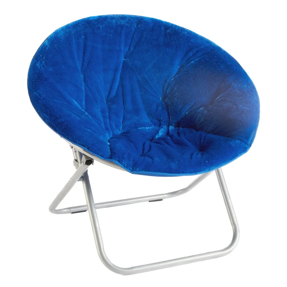 

Folding steel frame Faux Fur Saucer Chair, Blue