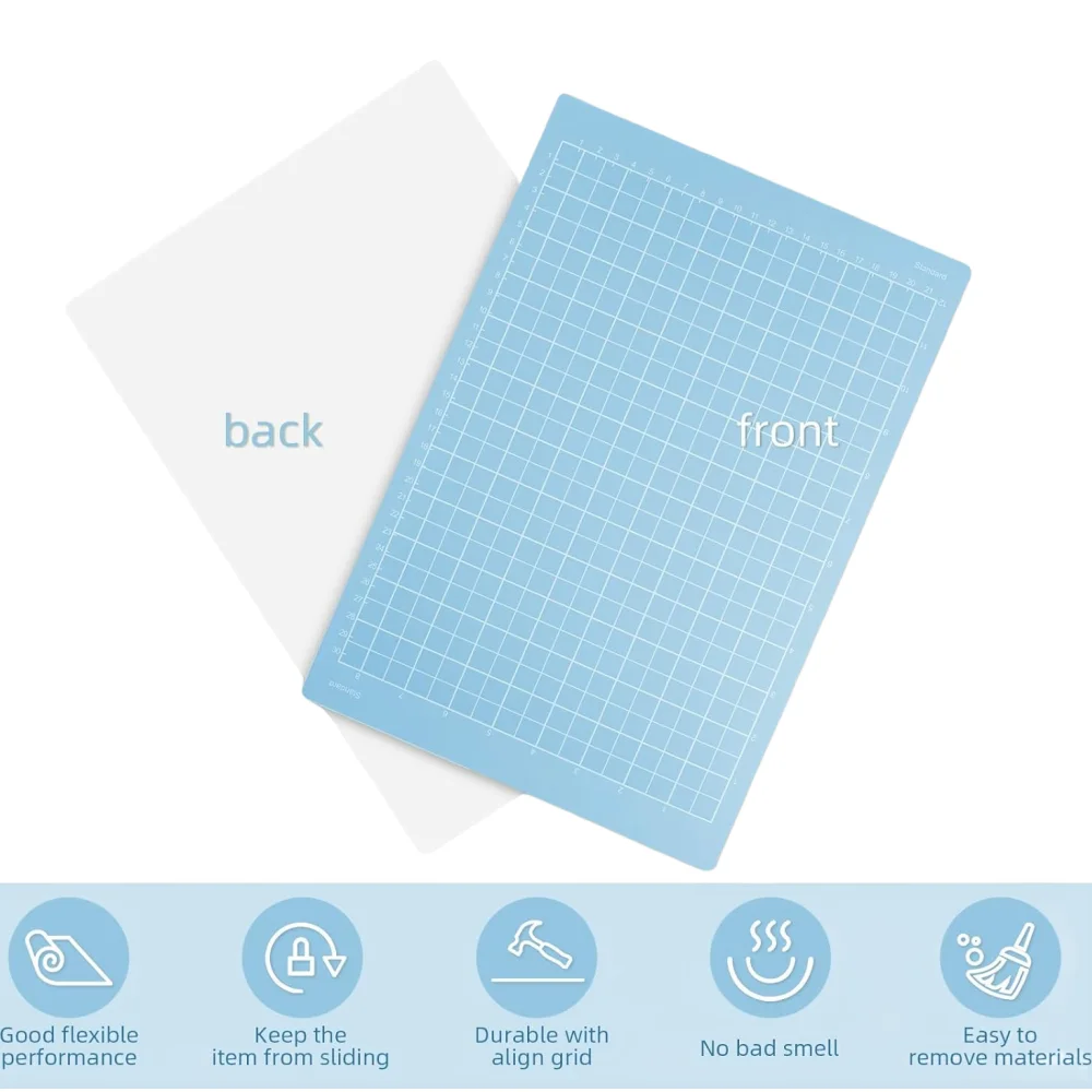 ANBOWEI 5 Tappetini Taglio Per Cricut Joy Xtra - 3 Tipi Di Grip, 21.6x30.5cm, Autoadesivi Antiscivolo