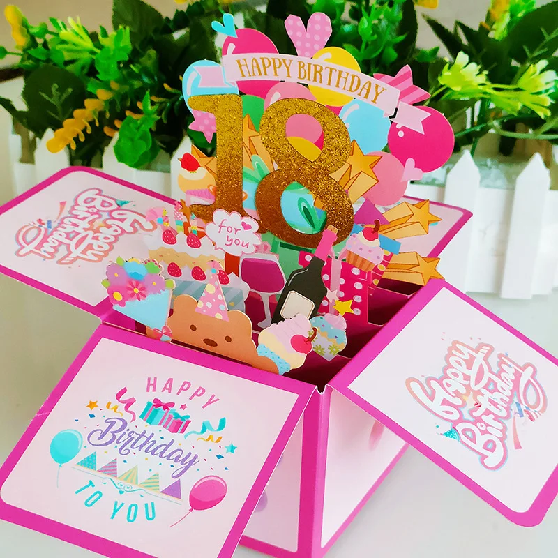 Greeting cards For birthday 3D pop up greeting cards New Year greeting cards birthday blessing postcard 3D pops-up bouquet daisy