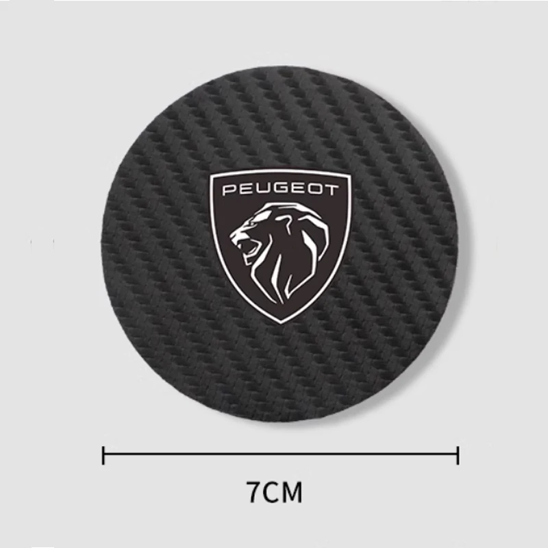 2Pcs Carbon Fiber Car Water Slot Non-Slip Cup Mat For New Peugeot 106 307 208 607 206 508 408 301 108 207 406 308 205 407 107