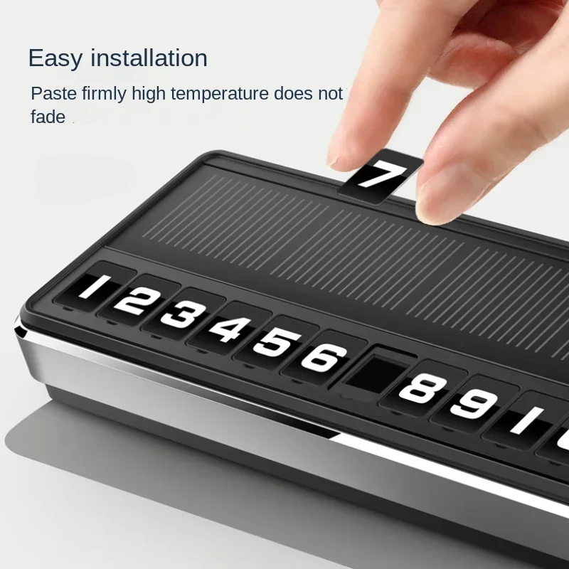Solar LED Car Phone Number Plate with Hidden Temporary Parking Card and Multiple Number Display