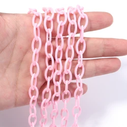 Vibrant Multicolor Plastic Chain Set for DIY Jewelry and Accessories (5 Pieces, 50cm Each) (Light Pink)