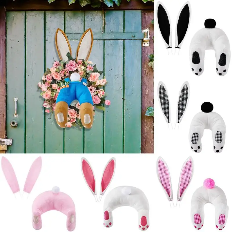 

Bunny Ears Butt Wreath Easter Attachment Thief Rabbit Ears Butt Bunny Shape Front Door Garland Spring Decoration Cartoon Bunny