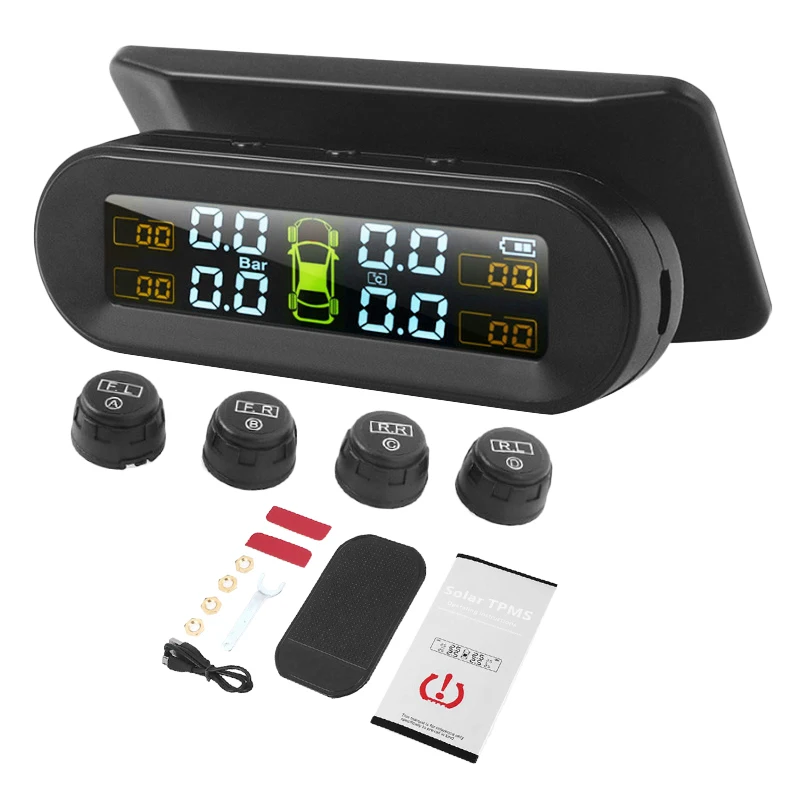 

Temperature Warning With 4 External Sensors Car Tyre Pressure Monitor Tire Pressure Monitoring System