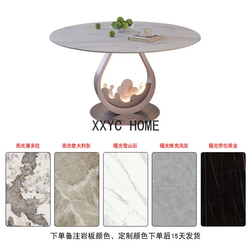 

Stone Plate Retractable Dining Table Simple Modern Small Apartment Light Luxury High-End Variable round Table Dual-Use