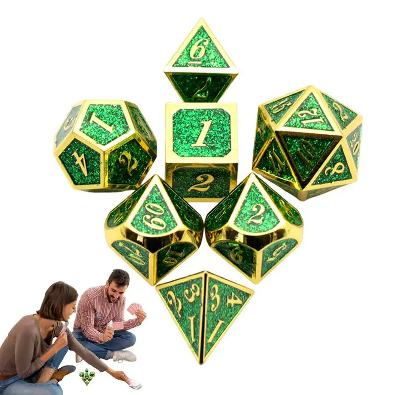 Table Game Dice Set Set Of 7 Multi-sided Metal Dice Group For Party Tabletop Dice Props For Friend Gatherings Family Nights And 1pcs diy wine glass coaster resin epoxy mold tea coaster resin molds silicone glass tea coasters epoxy mould for family party